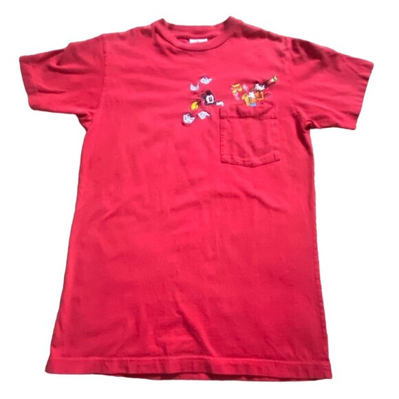 Vintage The Disney Store Adult Emroidered Mickey And Friends T-Shirt-Red-Small - Picture 1 of 5